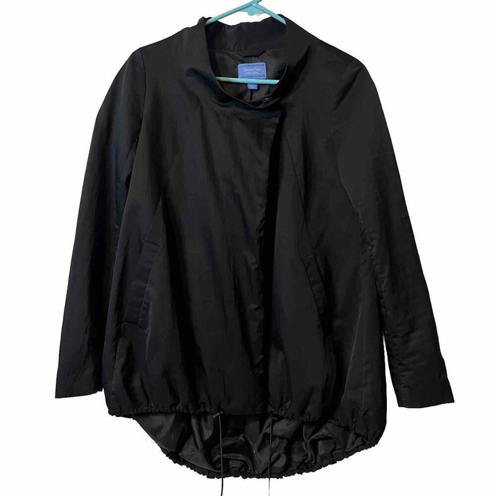 Simply Vera Wang Jacket/Windbreaker Womens Size 2 Black Zip/Snaps Gathers